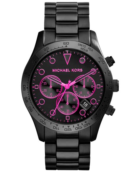 michael kors black 44mm watch|Michael Kors black chronograph watch.